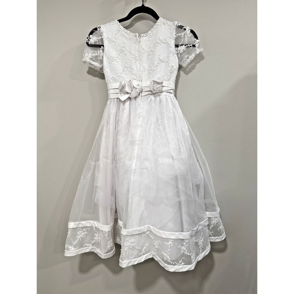 L'Etoile Designer Dress First Communion Flower Girls 8 Beaded Lace White Wedding - Picture 2 of 11